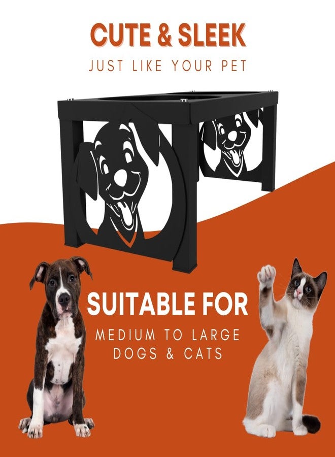 كوجو وعاء طعام COGO Frosty للحيوانات الأليفة | وعاءان من الفولاذ المقاوم للصدأ (سعة كل منهما 800 مل) | أوعية طعام مرتفعة للكلاب والقطط متوسطة وكبيرة الحجم | 5.5 × 7.5 × 15 بوصة | إطار معدني قوي وثابت | اللون: أسود مطفي - Image 5